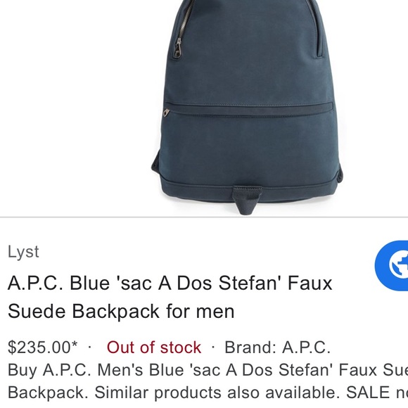 A.P.C 'Sac a Dos Stefan' Faux Suede Backpack - Picture 7 of 8